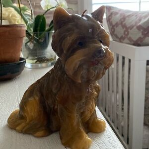 Vintage Yorkshire Terrier shaped candle unburned.7" tall, 6' long